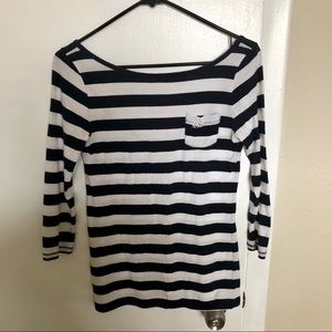 Abercrombie Scoop Back Navy & White Striped Top